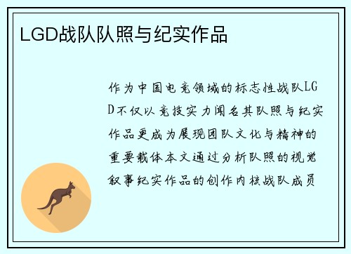 LGD战队队照与纪实作品