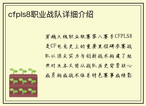 cfpls8职业战队详细介绍